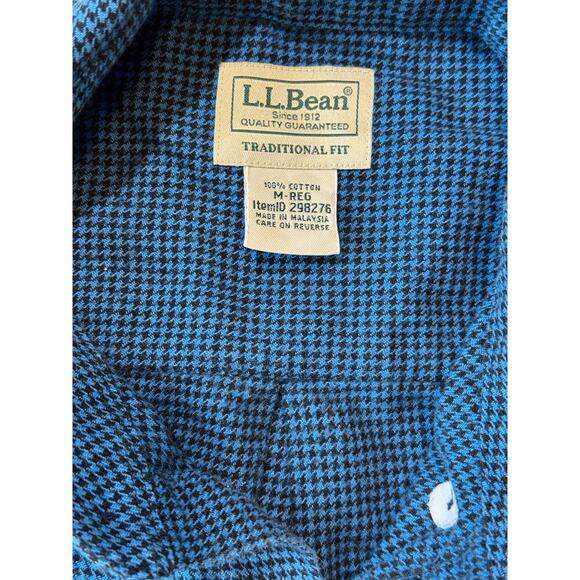 LL Bean Mens collared shirt, 100% Cotton, size med, Blue & Black pattern - Picture 3 of 7